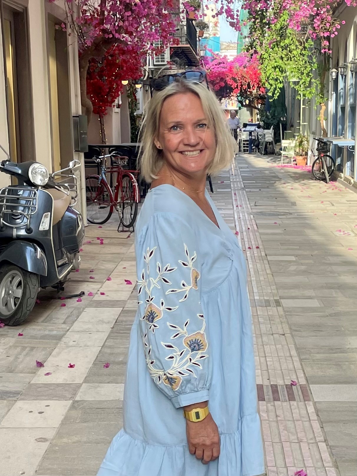 a photo of Mandy smiling on holiday